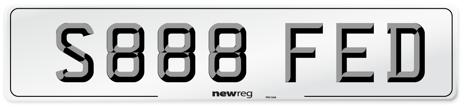 S888 FED Number Plate from New Reg